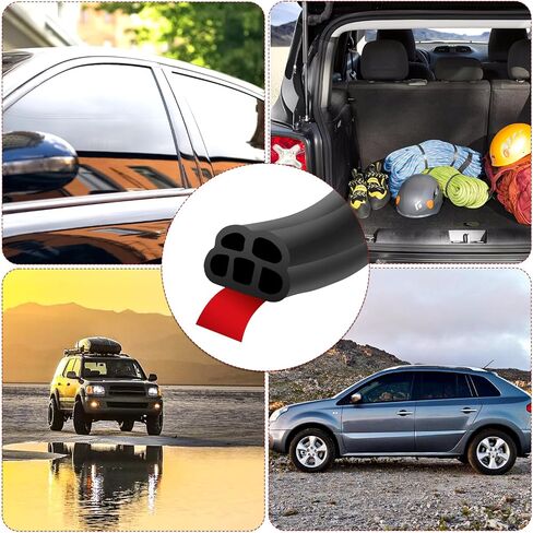 52.5Ft Car Door Rubber Seal Strip Double Layer Rubber self Adhesive 5 Hole Automotive Weather Stripping Self Adhesive Automotive Door Soundproofing Weather Stripping for Car Door Hood Tailgate in Saudi Arabia