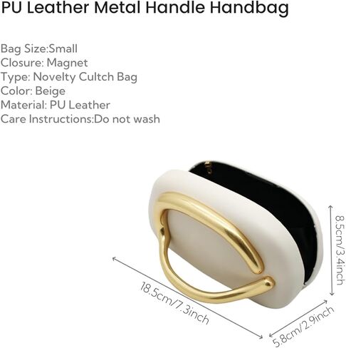 Women PU Leather Metal Handle Handbag Trendy Commuting Compact Stone Purse Hand-held Causal Shoulder Clutch Bag in Kuwait