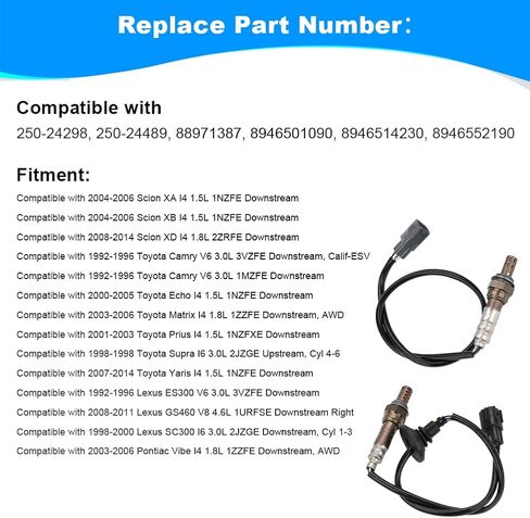 JDMON 2PCS Oxygen O2 Sensor Upstream Downstream Replacement for 2004-2006 Scion XA, XB, XD I4 1.5L, Toyota Camry 3.0L, Matrix, Prius, Yaris Compatible with 250-24298, 250-24489 in Saudi Arabia