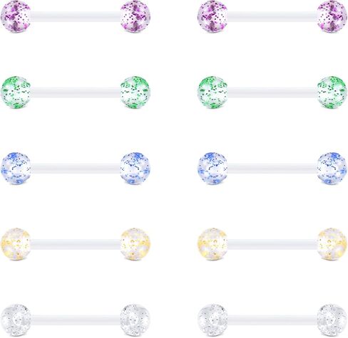 FECTAS 14G Plastic Nipple Rings for Surgery Plastic Tongue Rings Bioflex Flexible Acrylic Piercing Retainer 5 Pairs 16mm in Saudi Arabia