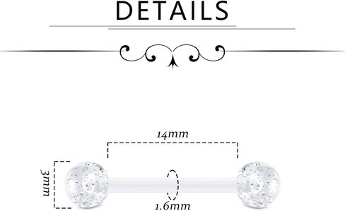 FECTAS 14G Plastic Nipple Rings for Surgery Plastic Tongue Rings Bioflex Flexible Acrylic Piercing Retainer 5 Pairs 16mm in Saudi Arabia