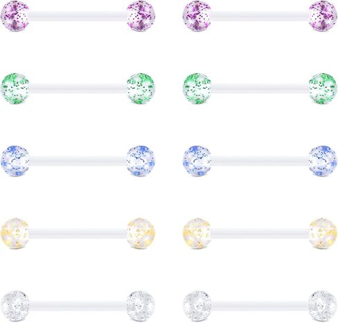 FECTAS 14G Plastic Nipple Rings for Surgery Plastic Tongue Rings Bioflex Flexible Acrylic Piercing Retainer 5 Pairs 16mm in Saudi Arabia