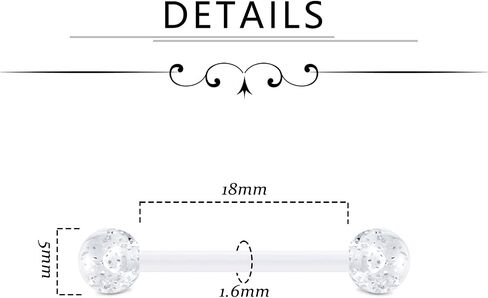 FECTAS 14G Plastic Nipple Rings for Surgery Plastic Tongue Rings Bioflex Flexible Acrylic Piercing Retainer 5 Pairs 16mm in Saudi Arabia
