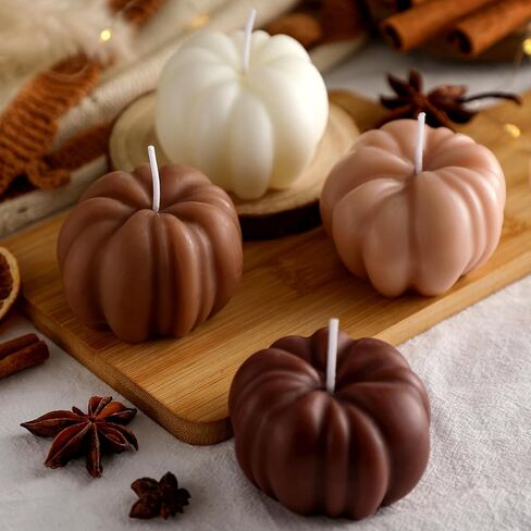 Nuanchu 4 Pcs Fall Pumpkin Shaped Soy Candles Halloween Pumpkin Home Decor Fall Scented Tealight Handmade Candle Thanksgiving Gift Maillard Color Cinnamon Scent for Autumn Halloween Thanksgiving Decor in Saudi Arabia