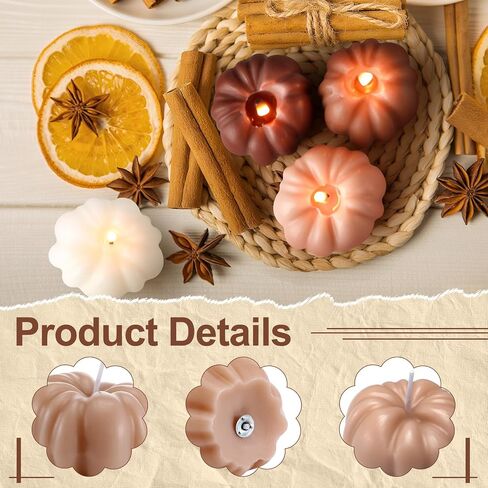 Nuanchu 4 Pcs Fall Pumpkin Shaped Soy Candles Halloween Pumpkin Home Decor Fall Scented Tealight Handmade Candle Thanksgiving Gift Maillard Color Cinnamon Scent for Autumn Halloween Thanksgiving Decor in Saudi Arabia