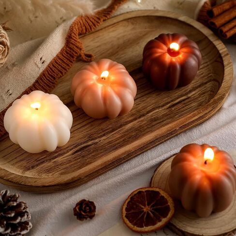 Nuanchu 4 Pcs Fall Pumpkin Shaped Soy Candles Halloween Pumpkin Home Decor Fall Scented Tealight Handmade Candle Thanksgiving Gift Maillard Color Cinnamon Scent for Autumn Halloween Thanksgiving Decor in Saudi Arabia