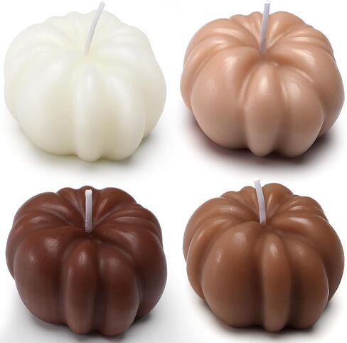 Nuanchu 4 Pcs Fall Pumpkin Shaped Soy Candles Halloween Pumpkin Home Decor Fall Scented Tealight Handmade Candle Thanksgiving Gift Maillard Color Cinnamon Scent for Autumn Halloween Thanksgiving Decor in Saudi Arabia
