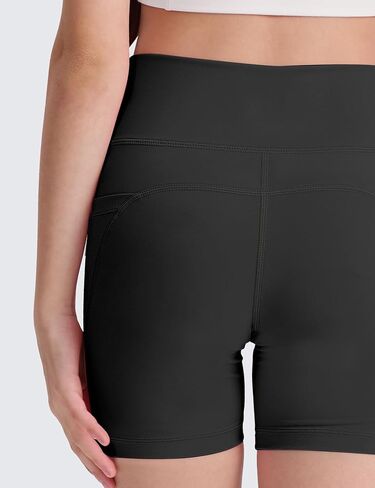 3 Pack Girls 4'' Biker Shorts with Pockets, High Waisted Athletic Running Yoga Shorts for Kids Teen in Kuwait