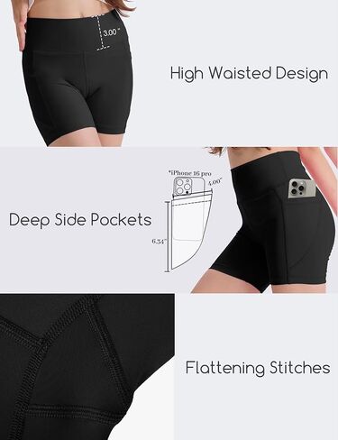 3 Pack Girls 4'' Biker Shorts with Pockets, High Waisted Athletic Running Yoga Shorts for Kids Teen in Kuwait