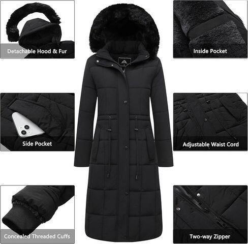 GOLDLADIES Women's Winter Coat Long Waterproof Parka - Warm Snow Winter Jacket for Women, Cold Weather Outerwear in Kuwait