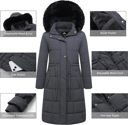 GOLDLADIES Women's Winter Coat Long Waterproof Parka - Warm Snow Winter Jacket for Women, Cold Weather Outerwear in Saudi Arabia