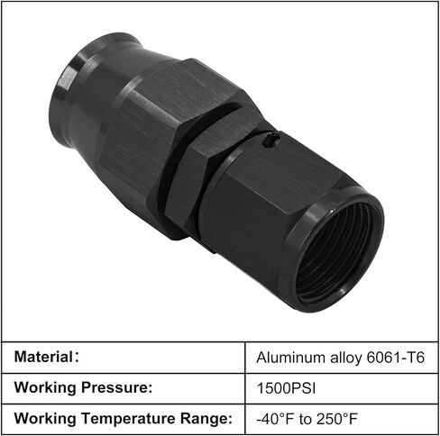 6AN PTFE Hose End Fitting Straight Swivel Only for PTFE Hose Aluminum Black 4PCS in Saudi Arabia