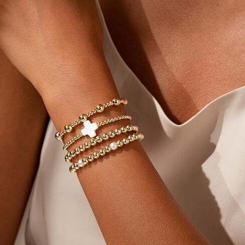 Chunky Gold Bracelets for Women Set 14k Plated Gold Bracelet Stack Trendy Dainty Adjustable Waterproof Bangles Jewelry Gifts in Saudi Arabia