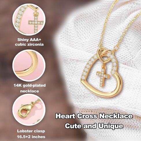 Happy 11th 12th 13th 16th Birthday Gifts, Cross Necklace with Birthday Card, Religious Christian Jewelry for Daughter Granddaughter Sister Niece in Saudi Arabia