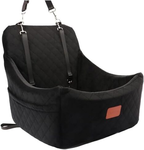 WOOAIDAGG Dog Car Seat for Medium Sized Dog,Pet Travel Car Bed with Seat Belt Channle,Fully Detachable and Washable Car Dog Seat with Adjustable Straps,3 Straps Easy to Install (Black) in Saudi Arabia
