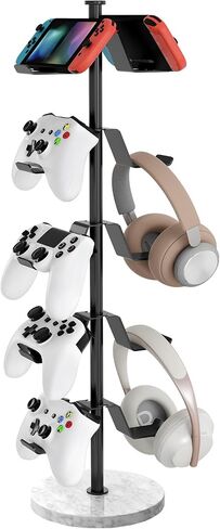 Controller Holder with Marble Base, 4 Tiers Controller Stand with Cable Organizer Desk Universal Organizer for All Switch Pro Crontroller Gaming Accessories, Black in Saudi Arabia