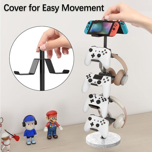 Controller Holder with Marble Base, 4 Tiers Controller Stand with Cable Organizer Desk Universal Organizer for All Switch Pro Crontroller Gaming Accessories, Black in Saudi Arabia