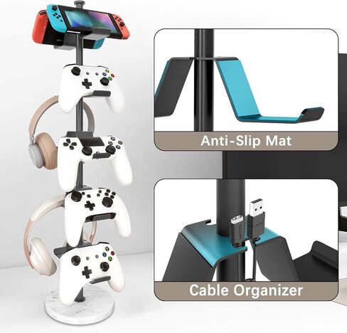 Controller Holder with Marble Base, 4 Tiers Controller Stand with Cable Organizer Desk Universal Organizer for All Switch Pro Crontroller Gaming Accessories, Black in Saudi Arabia