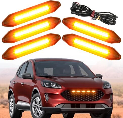 5PCS Front Grill Lights for Ford Escape Accessories 2022 2021 2020 LED Grille Insert Light Bar for S SE SEL Titanium (White) in Kuwait