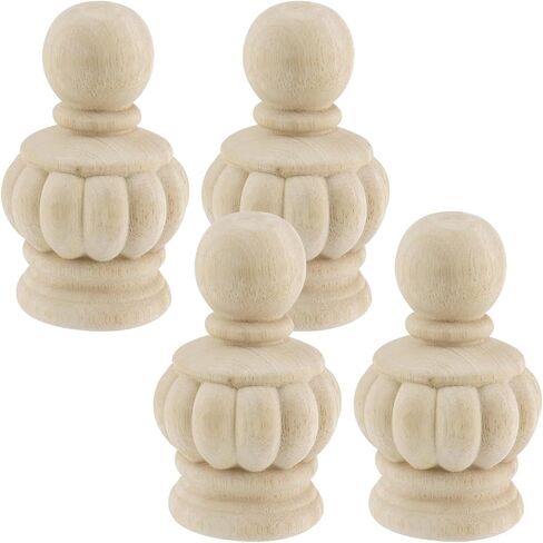 Decorative Wood Finials,4.9" Tall x 2.95" Wide for Bed Post Finials Curtain Rod Staircases DIY Crafts Unfinished Wooden Finials for Indoor Use Home Deoration in Saudi Arabia