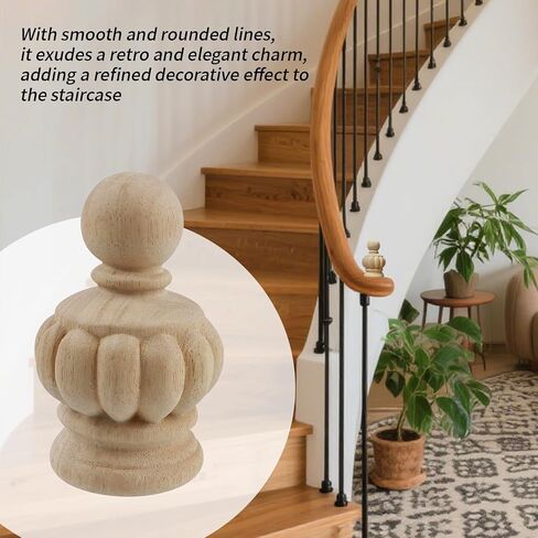 Decorative Wood Finials,4.9" Tall x 2.95" Wide for Bed Post Finials Curtain Rod Staircases DIY Crafts Unfinished Wooden Finials for Indoor Use Home Deoration in Saudi Arabia