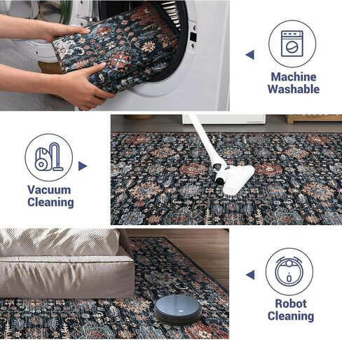 Area Rug 5x7 Washable, Soft Vintage Non-Slip Rug for Living Room Boho Low Pile Large Bedroom Rug, Farmhouse Indoor Floor Carpet Rugs for Dining Room Bedroom, Beige in Saudi Arabia