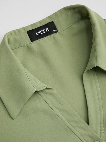 CIDER Collar Pocket Short Sleeve Blouse Curve & Plus in Saudi Arabia