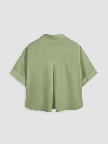 CIDER Collar Pocket Short Sleeve Blouse Curve & Plus in Saudi Arabia