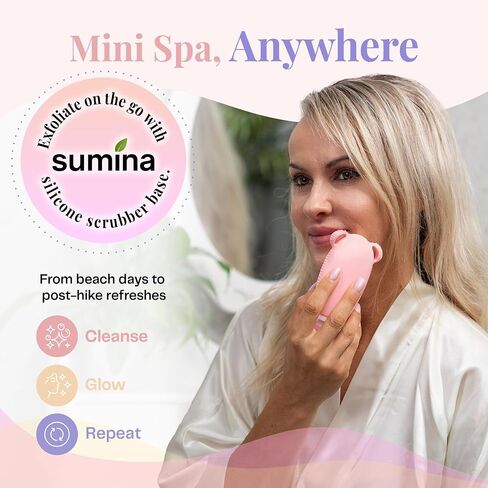 Sumina Premium Silicone Travel Bottles 3 Pack (3.4oz) | TSA Approved Leak Proof Shampoo & Toiletry Containers with Locking Strap | Refillable with 2-in-1 Scrubber in Saudi Arabia