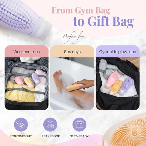Sumina Premium Silicone Travel Bottles 3 Pack (3.4oz) | TSA Approved Leak Proof Shampoo & Toiletry Containers with Locking Strap | Refillable with 2-in-1 Scrubber in Saudi Arabia