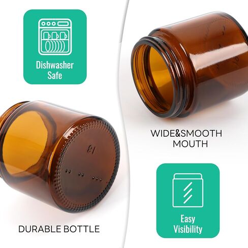 4 oz Amber Round Glass Jars with Black Lids 24 Pack- Portable Empty Glass Containers with Inner Liners for Cosmetic, Food Storage, Body Butters, Body Butter, Candle Jars in Saudi Arabia