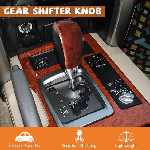 Black Leather Walnut Wood Gear Shift Knob Shifter Compatible with Toyota Land Cruiser 4Runner Sequoia Tundra Tacoma Highlander RAV4 Lexus RX330 RX350 RX400h LX470 LS400 LS430 in Saudi Arabia