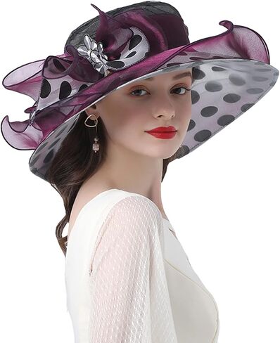Women's Organza Cloche Bowler Hat Derby Fascinator for Tea Party Bridal Wedding Hat in Saudi Arabia