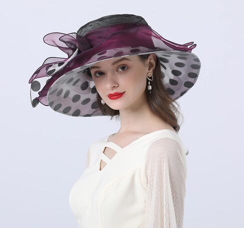 Women's Organza Cloche Bowler Hat Derby Fascinator for Tea Party Bridal Wedding Hat in Saudi Arabia