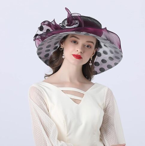 Women's Organza Cloche Bowler Hat Derby Fascinator for Tea Party Bridal Wedding Hat in Saudi Arabia