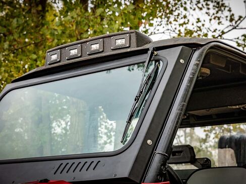 زجاج أمامي بفتحات تهوية SuperATV لموديلات Polaris Rangers وGravely وBobcat (انظر الإعداد) | زجاج أمان مصفح معتمد من وزارة النقل | تتضمن ممسحة يدوية | سهلة التركيب in Saudi Arabia
