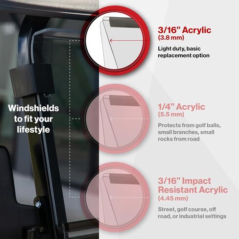 RED DOT Folding Tinted Golf Cart Windshield Compatible with Star EV Sirius Golf Carts | 3/16 Inch Acrylic | Made in the USA in Saudi Arabia