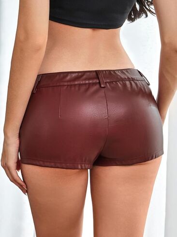 SweatyRocks Women's Vintage PU Leather Shorts Low Rise Club Party Shorts Streetwear in Saudi Arabia