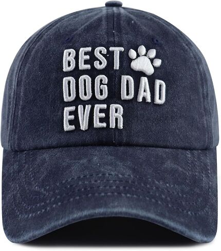 Best Dog Dad Ever Hats for Men, Funny Adjustable Cotton 3D Embroidered Dog Father Baseball Cap in Saudi Arabia