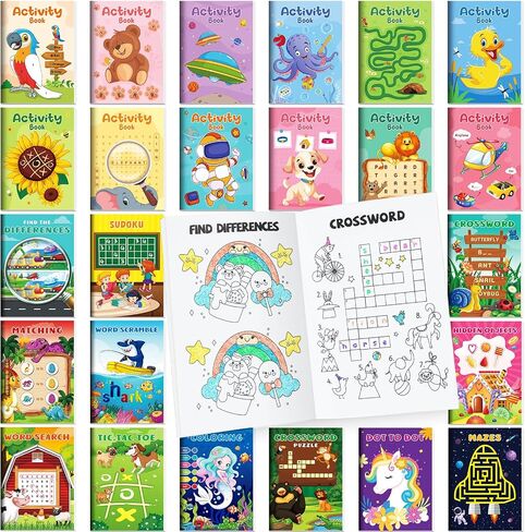 BenLouis 72 pcs Mini Activity Books for Kids ages 4-8-12 Small Activity Books Party Favors Bulk Mazes Coloring and More for Classroom Travel Birthday Goodie Bag Gift Stuffer(Colorful) in Kuwait