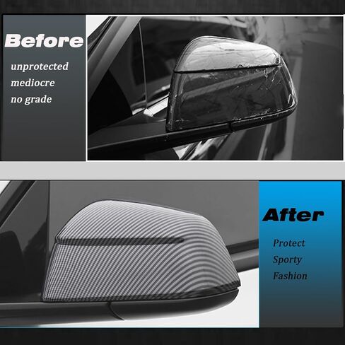لـ Tesla Model 3 غطاء حماية مرآة الرؤية الخلفية، غطاء مرآة جانبية ملحقات خارجية مناسبة لـ Tesla Model 3 2017-2024 (نموذج 3-نمط ألياف الكربون غير اللامعة) in Kuwait