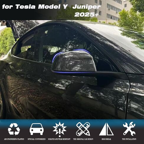 لـ Tesla Model 3 غطاء حماية مرآة الرؤية الخلفية، غطاء مرآة جانبية ملحقات خارجية مناسبة لـ Tesla Model 3 2017-2024 (نموذج 3-نمط ألياف الكربون غير اللامعة) in Kuwait