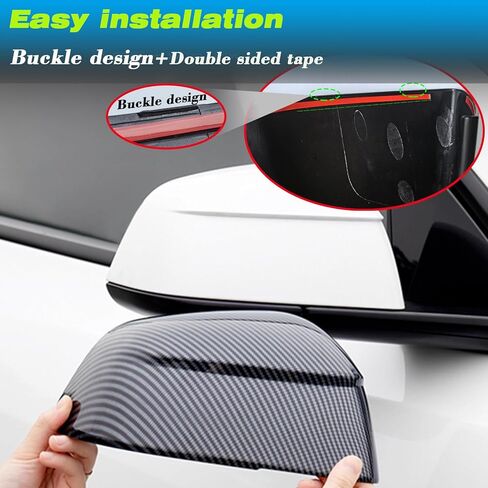 لـ Tesla Model 3 غطاء حماية مرآة الرؤية الخلفية، غطاء مرآة جانبية ملحقات خارجية مناسبة لـ Tesla Model 3 2017-2024 (نموذج 3-نمط ألياف الكربون غير اللامعة) in Kuwait