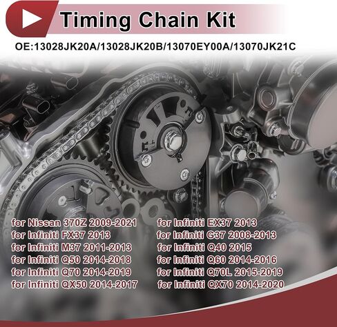 1 مجموعة سلسلة توقيت المحرك عدة لإنفينيتي G37 M37 Q50 Q60 Q70 Q70L QX50 QX70 EX37 لنيسان 370Z 2009-2021 VQ25DE No.13028JK20A/13028JK20B/13070EY00A/13070JK21C in Saudi Arabia