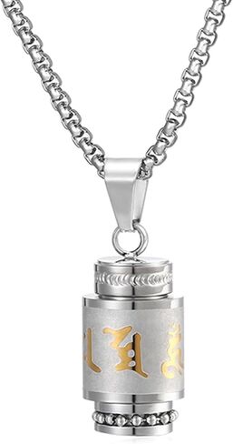 Urn Necklace for Ashes Stainless Steel Prayer Wheel Pendant Memorial Cremation Locket Keepsake Necklace in Kuwait