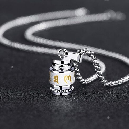 Urn Necklace for Ashes Stainless Steel Prayer Wheel Pendant Memorial Cremation Locket Keepsake Necklace in Kuwait