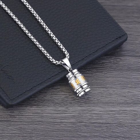 Urn Necklace for Ashes Stainless Steel Prayer Wheel Pendant Memorial Cremation Locket Keepsake Necklace in Kuwait