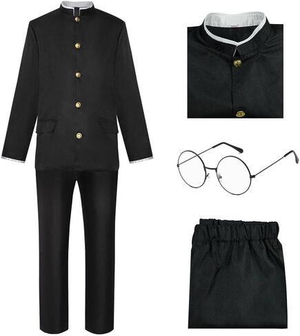 Anime Costume Cosplay Black School Uniform Outfits with Glasses Halloween in Saudi Arabia