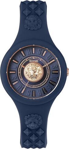 ساعة Versus Versace Fire Island Lion Collection الفاخرة للنساء مع حزام وعلبة وميناء باللون الأزرق in Saudi Arabia