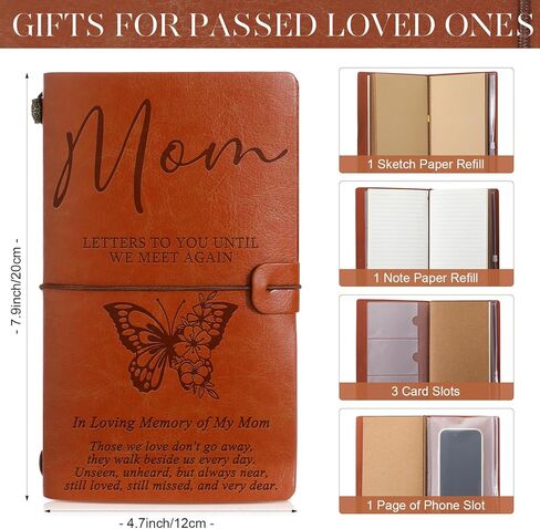 Fulmoon Memorial Gifts for Loss of Son Included 1 Grief Travel Diary Journal 1 Remembrance Pocket Hug 1 PU Leather Keychain 3 Ballpoint Pens Bereavement Gift for Loss of Son in Kuwait
